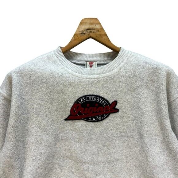 Rare Vintage Levi’s‎ Original Logo Crop Sweatshirt Gray 90s Retro Streetwear Lg - Picture 2 of 8